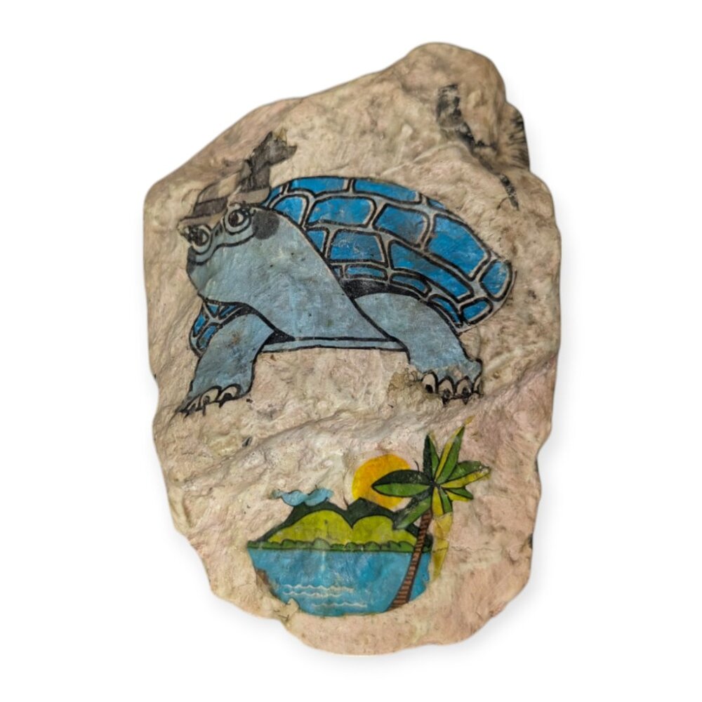 Animal Painted Granite Rock Paperweight 3" x 3" x 3.75"